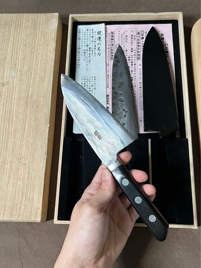 出刃包丁藤原照康ー杉本ー鍔屋-3本セット木鞘付き