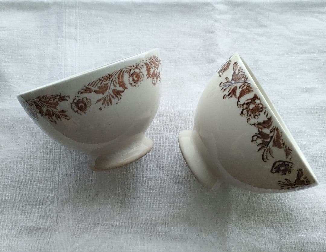 フランスアンティーク　小さめなカフェオレボウル2個セット