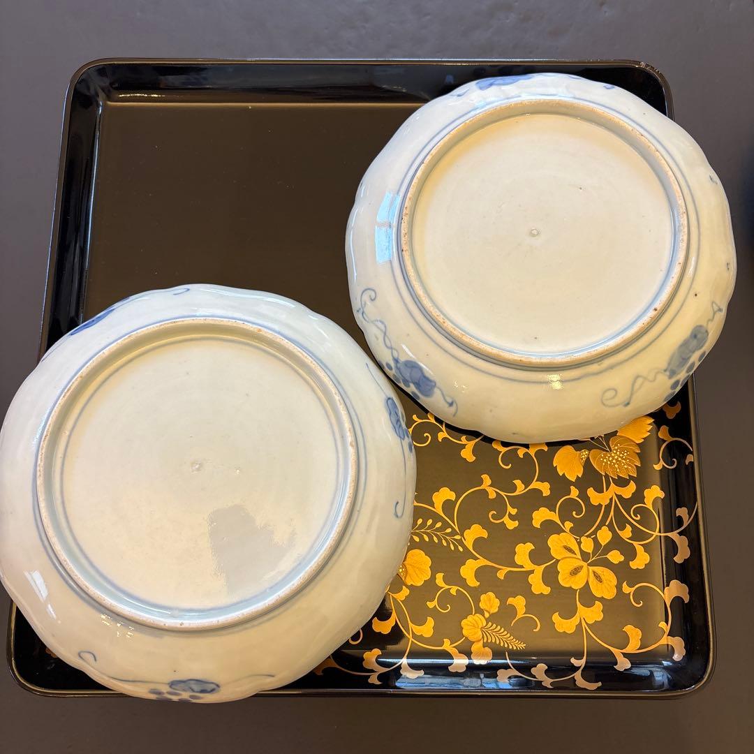 ★古伊万里★色絵　青絵　染付　骨董　7枚　中皿　アンティーク 印判　 正月