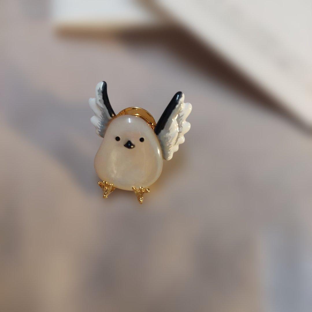 新品　STORY掲載　ヴァンドームブティック　シマエナガ　ピンブローチ