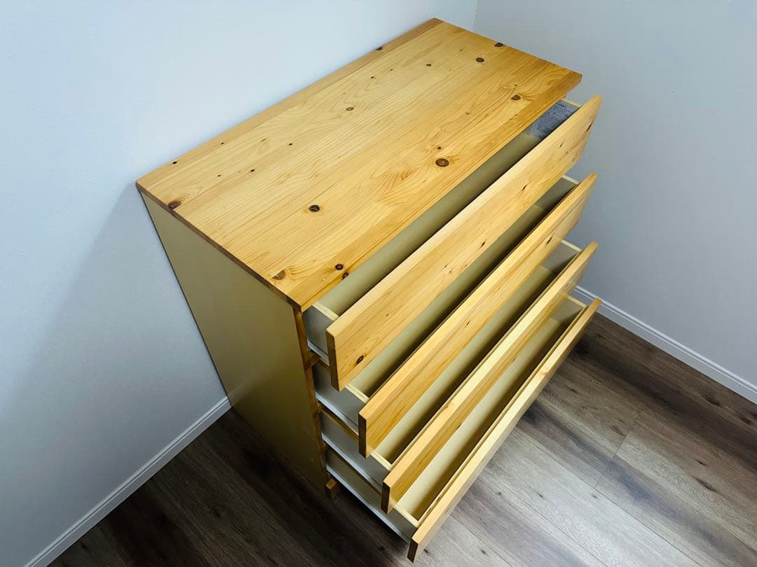 無印良品 パイン材 チェスト 4段ワイド 幅830 奥行400 高さ830
