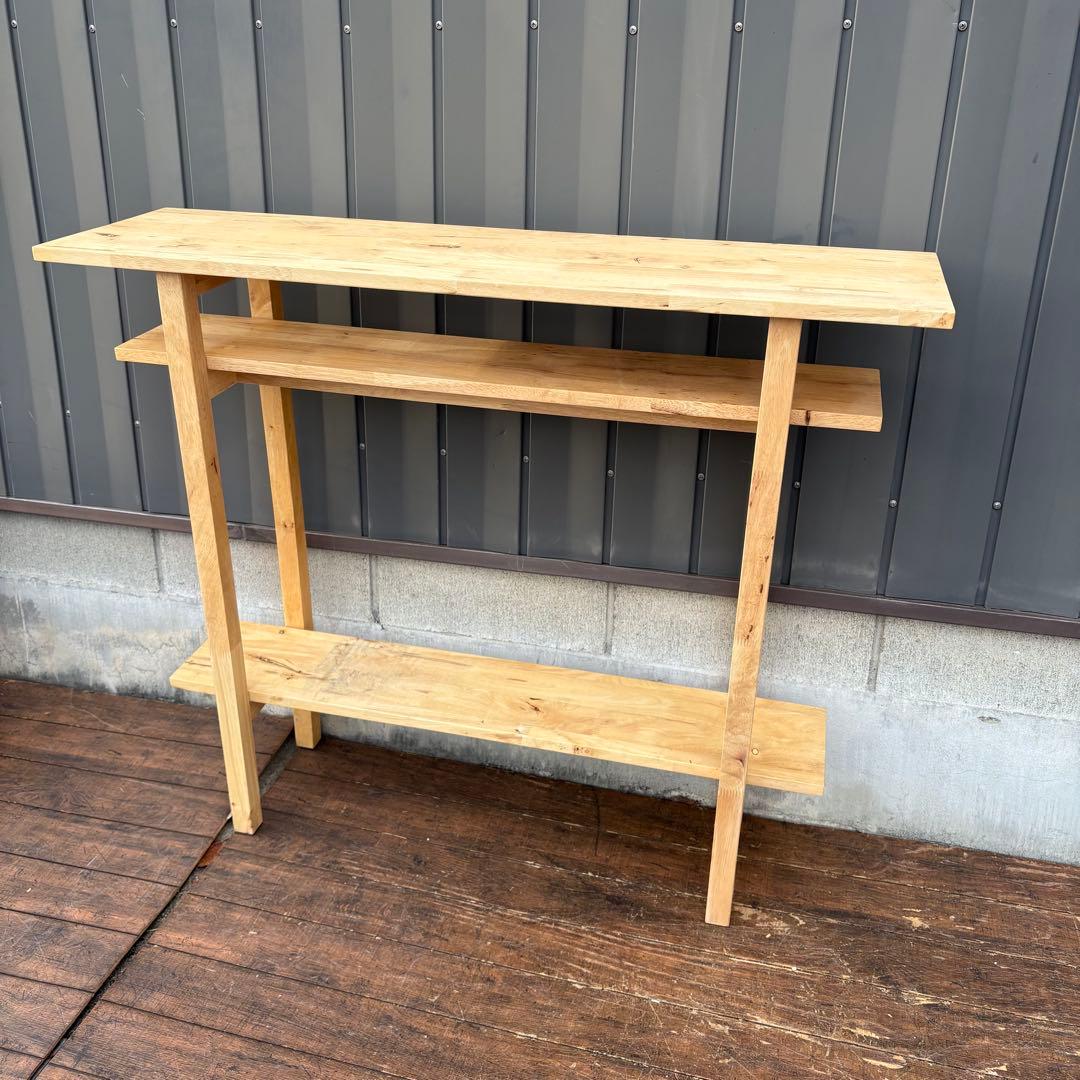 C3 北欧レトロ パイン材 木製カウンターテーブルドレッサー 鏡台スツールセット