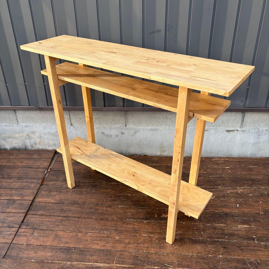 C3 北欧レトロ パイン材 木製カウンターテーブルドレッサー 鏡台スツールセット