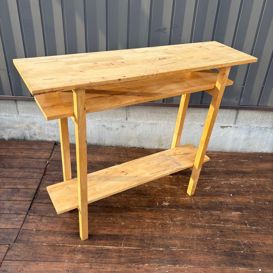 C3 北欧レトロ パイン材 木製カウンターテーブルドレッサー 鏡台スツールセット