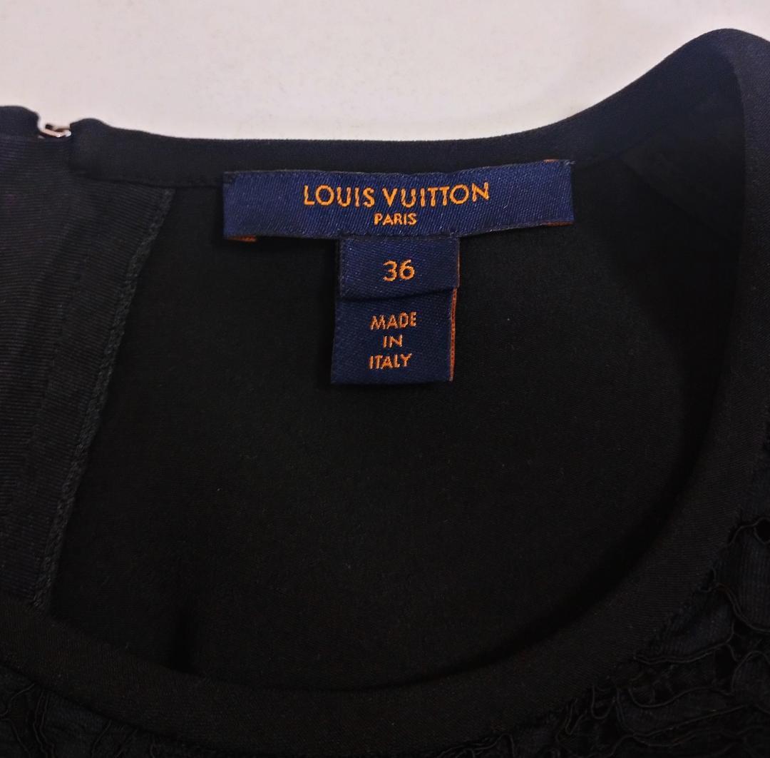 極美品 LOUIS VUITTONルイヴィトン シルクレースワンピース 黒 36