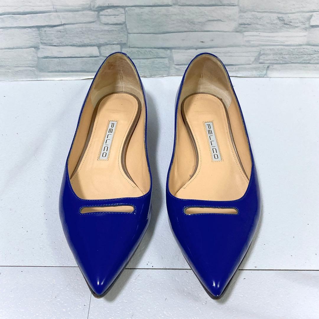 PELLICO ペリーコ フラットシューズ 本革 アネッリ ブルー 37 24