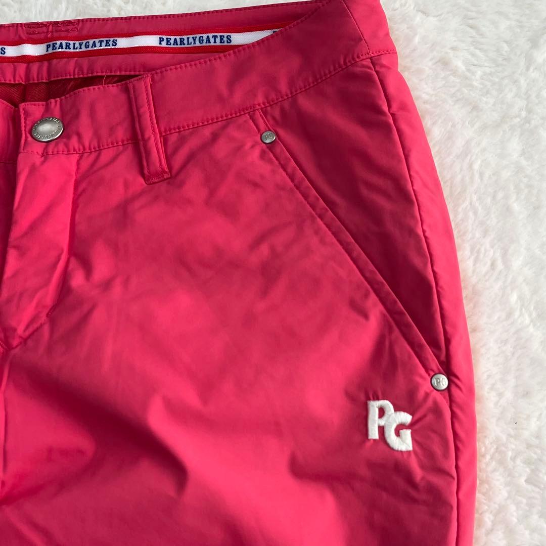 美品 パーリーゲイツ ゴルフ 中綿パンツ 蓄熱 暖パン ロゴ刺繍 ピンク 1