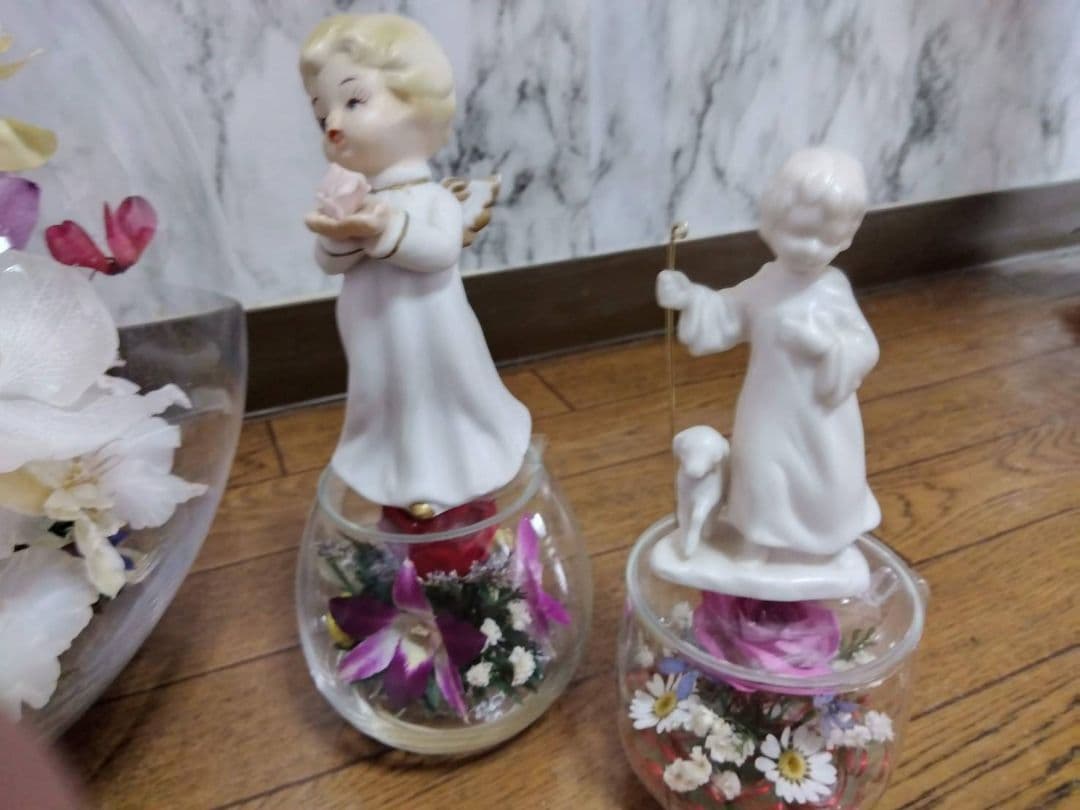 ☆マリア・エンゼル像・クリスチャン・キリスト・天使・花オブジェ☆カポディモンテ