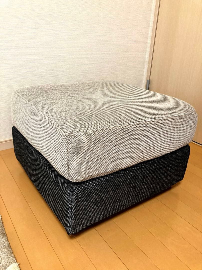 ツートンカラー ファブリック オットマン