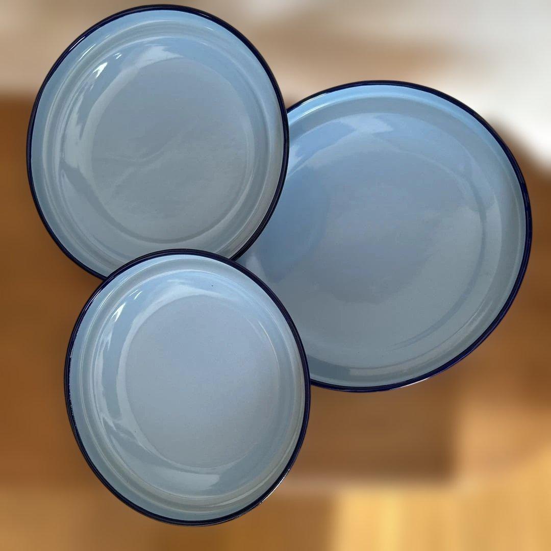 ホーローキャニスター セットBREAD FLOUR COOKIEアンティーク水色