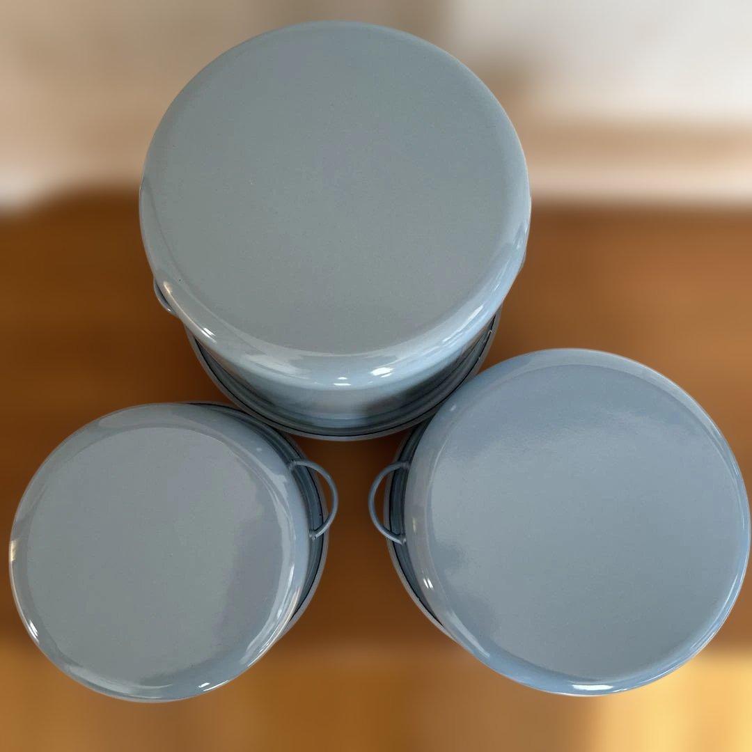 ホーローキャニスター セットBREAD FLOUR COOKIEアンティーク水色