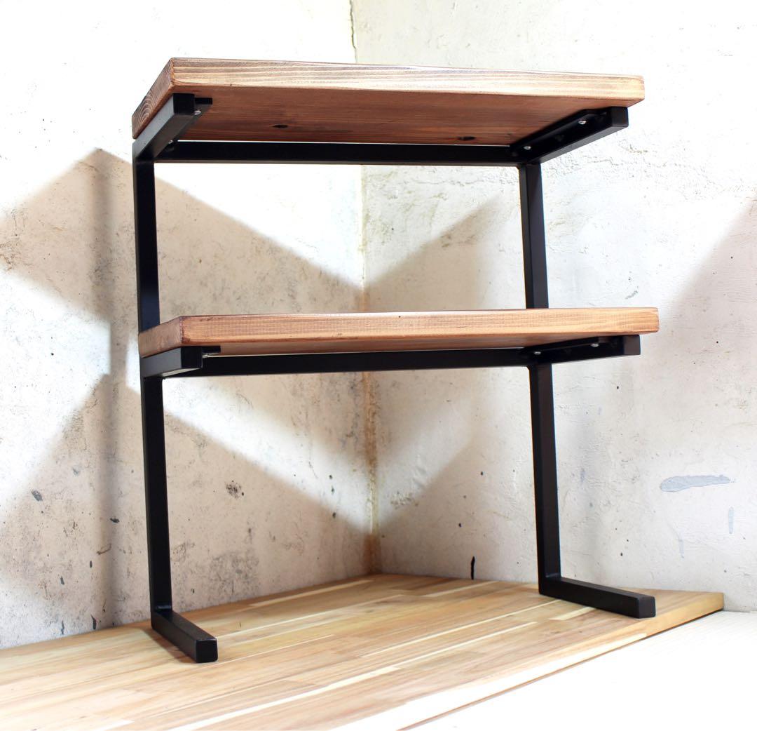 アイアン2段トースターラック、角パイプ仕様