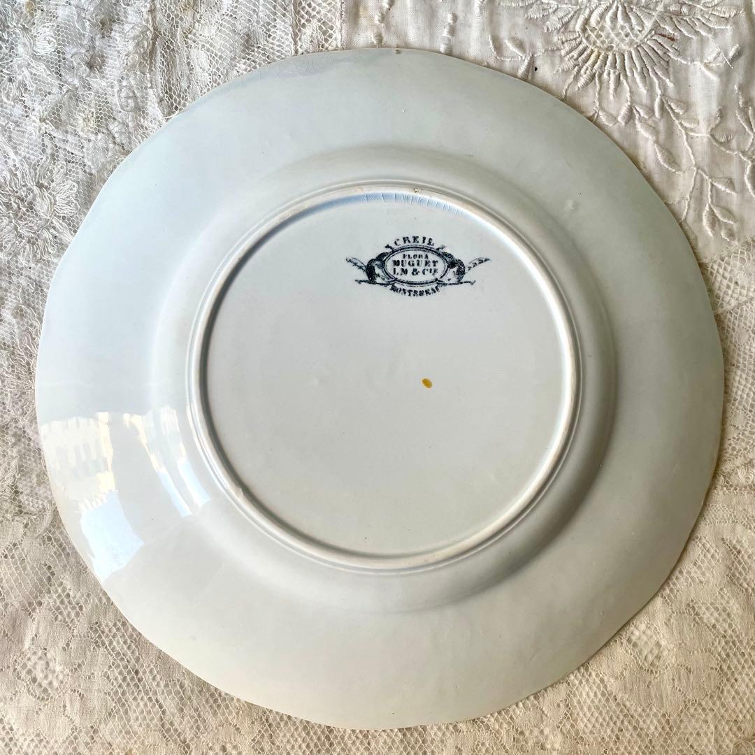 クレイユモントローFlora MuguetすずらんプレートBフランスアンティーク