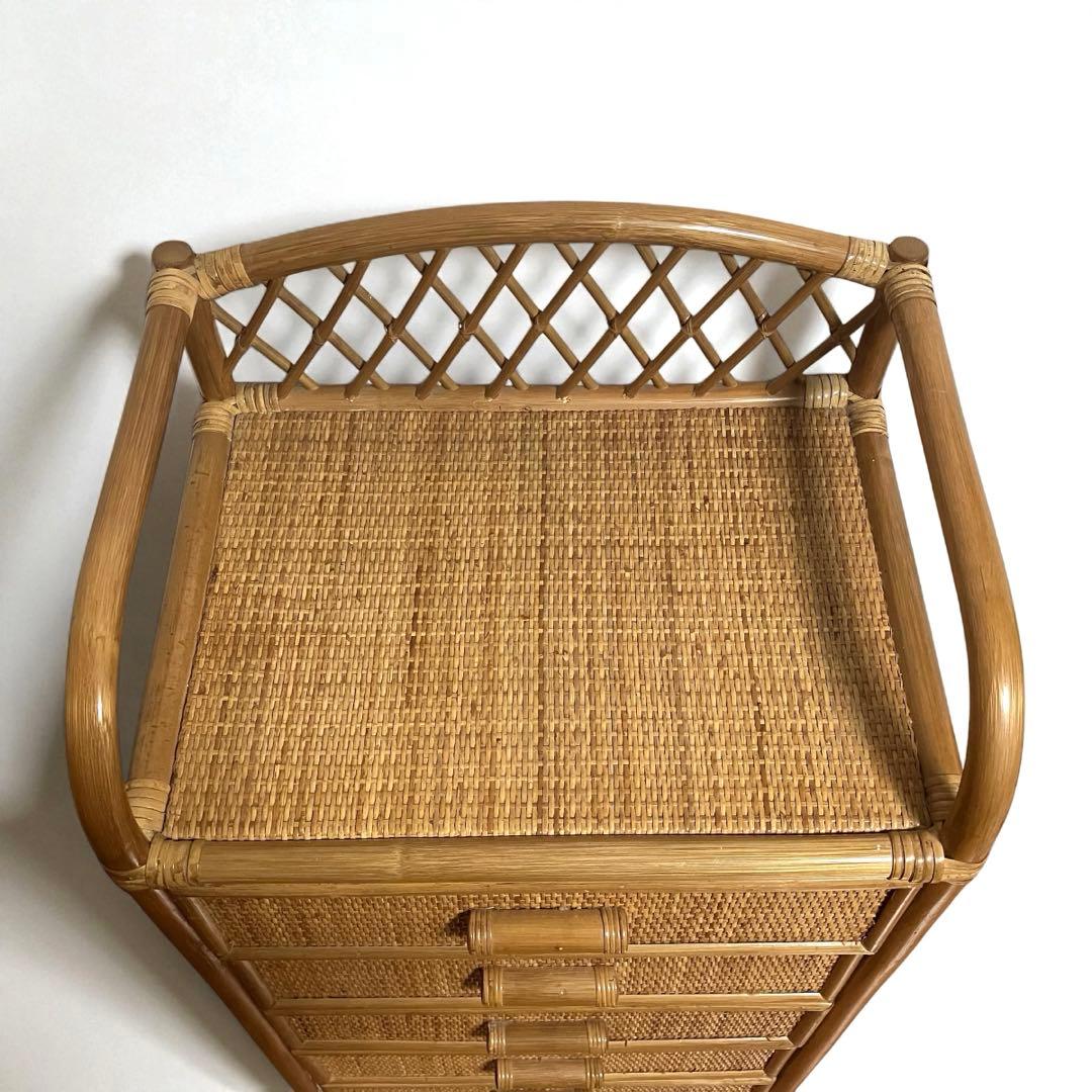 【美品】ラタン製　5段チェスト　籐家具　昭和レトロ　収納家具