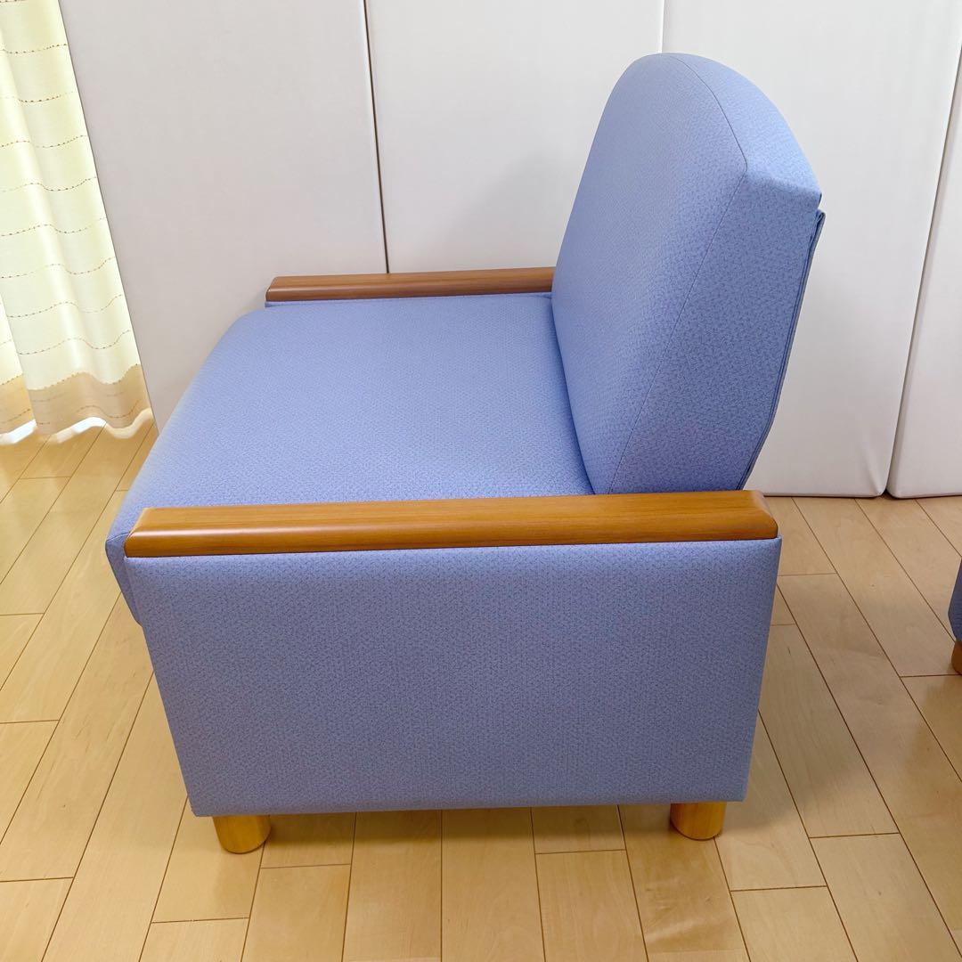 NAIKI ナイキ　ロビーチェア　ソファベッド　ライトブルー　リクライニング①