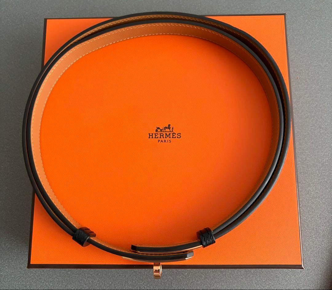 エルメス HERMES ケリーベルト 黒 ノワール ピンクゴールド
