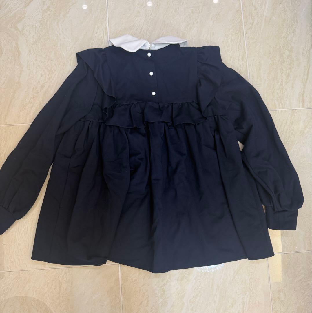 yori ネイビー フリル付きシャツ