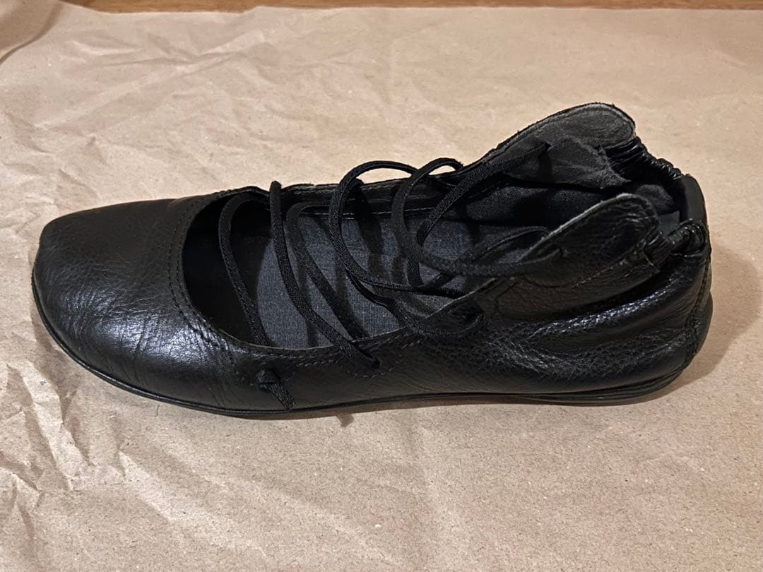 本革バレエシューズ　CAMPER39(25.0相当) ライトニナハイカット　黒