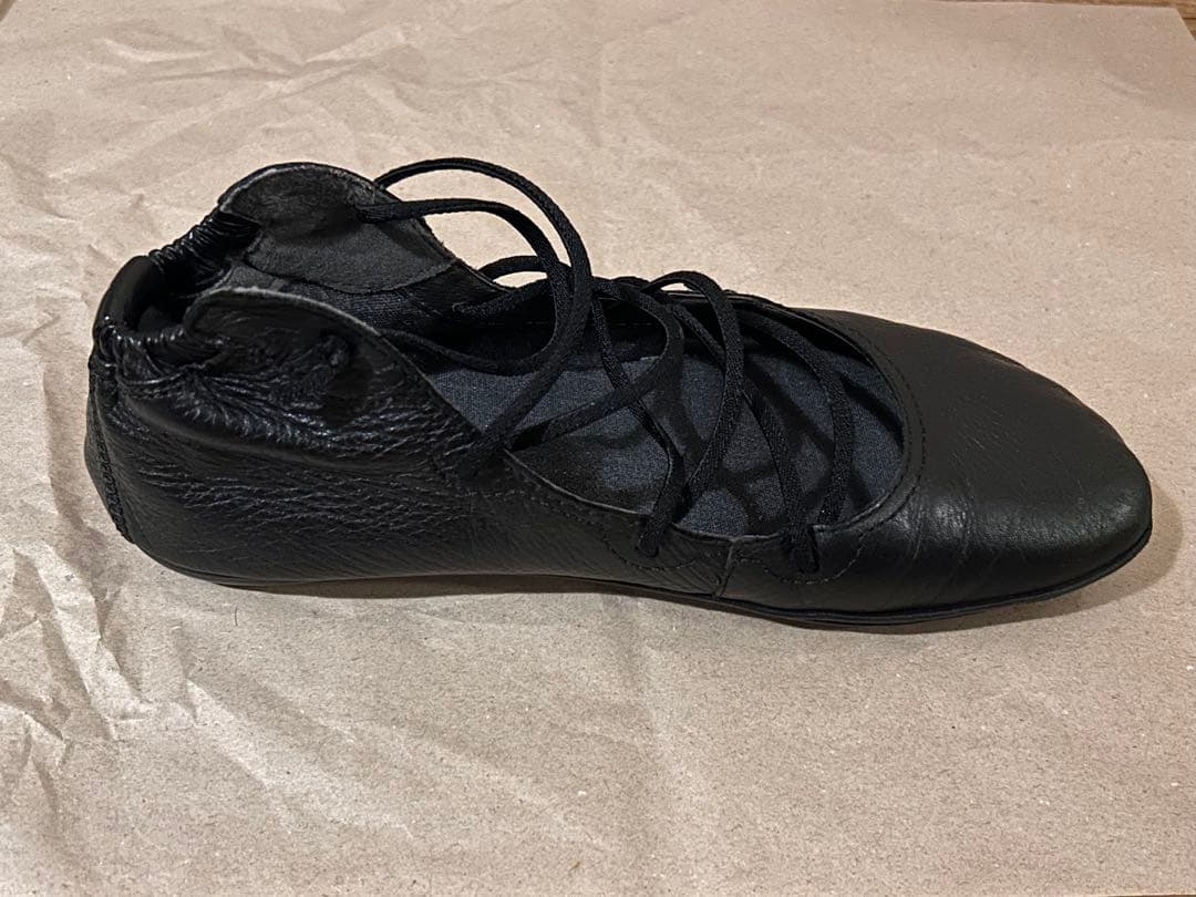 本革バレエシューズ　CAMPER39(25.0相当) ライトニナハイカット　黒