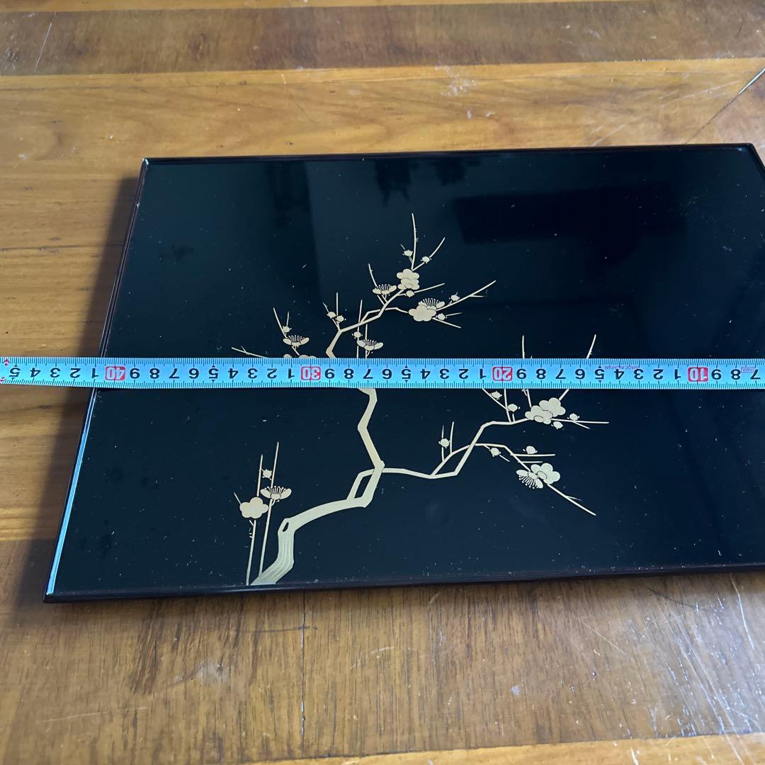 輪島塗り漆器膳 梅の花デザイン 4膳　　美品41cm x 30cm