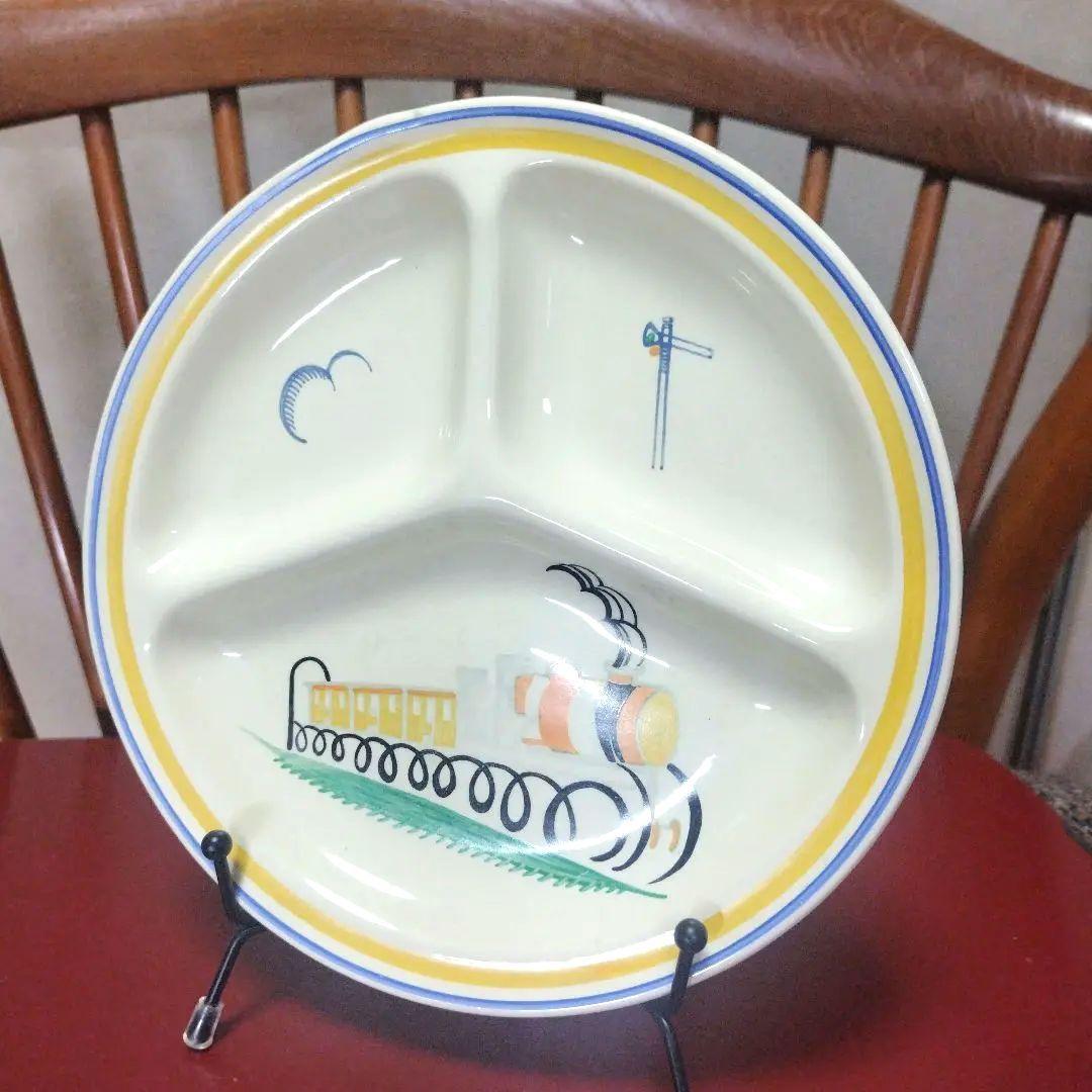 売約済、超レアー！スージークーパー、ユーモラスデザイン「機関車とシグナルと雲」皿