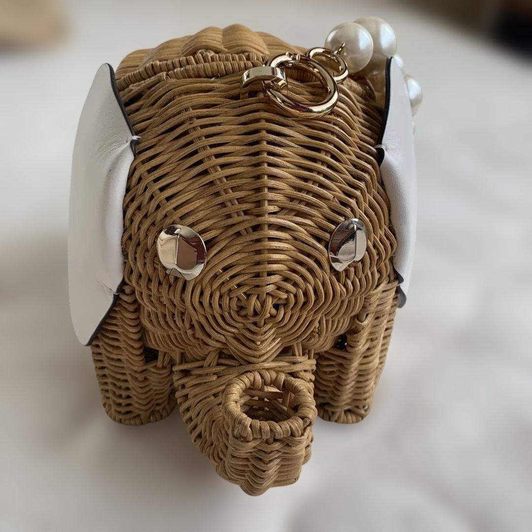 象の形 ラタン かごバッグ