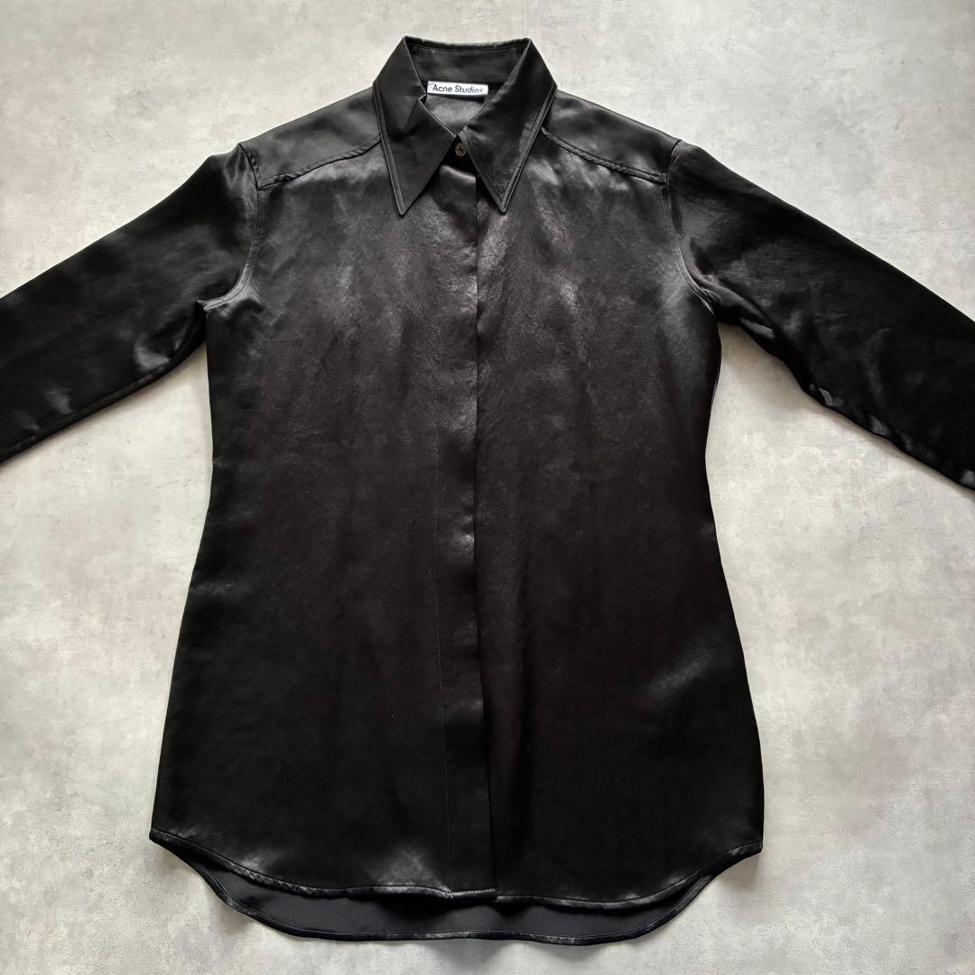 美品 AcneStudios アクネストゥディオズ サテン シャツ 黒 定価5万