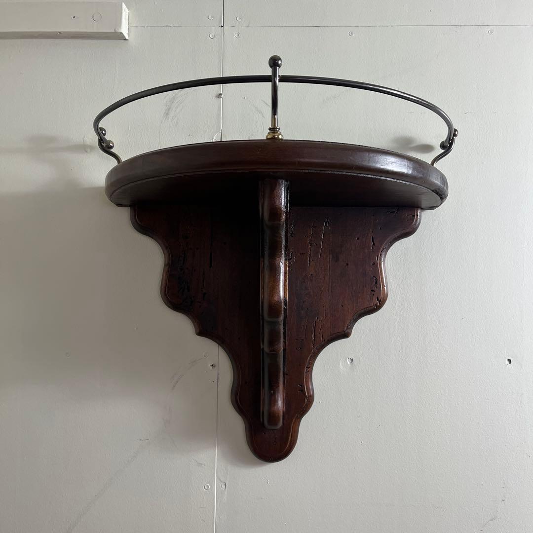 美品 アンティーク調◾️栄進物産 木製無垢材 壁掛けウォールラック 飾り棚