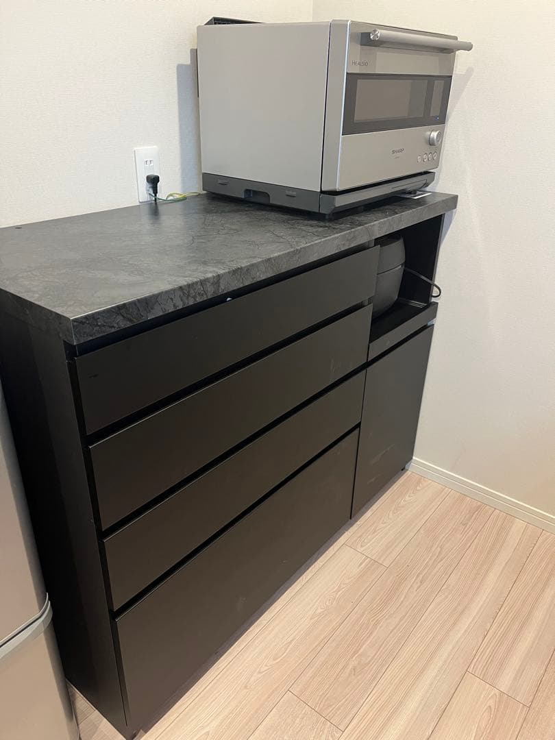 パモウナキッチンカウンター 120×50×94 ハイマットブラック