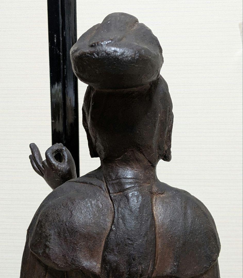 備前焼 観音菩薩立像 仏像 置物 細工物 仏教 観音様 在銘 作家作品 塑像