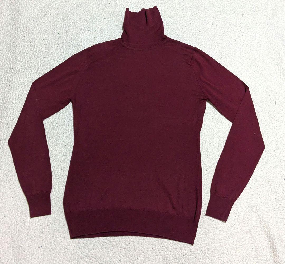 JOHN SMEDLEYバーガンディ タートルネック ニット M