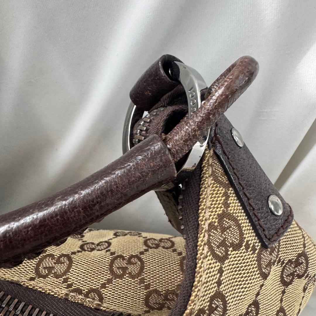希少 グッチ ワンショルダーバッグ ハンドバッグ GGキャンバス レザー
