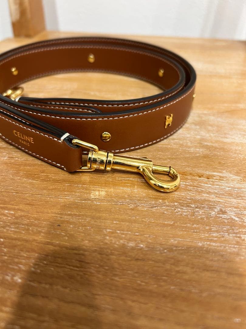 CELINE ブラウンレザーベルト ゴールド金具