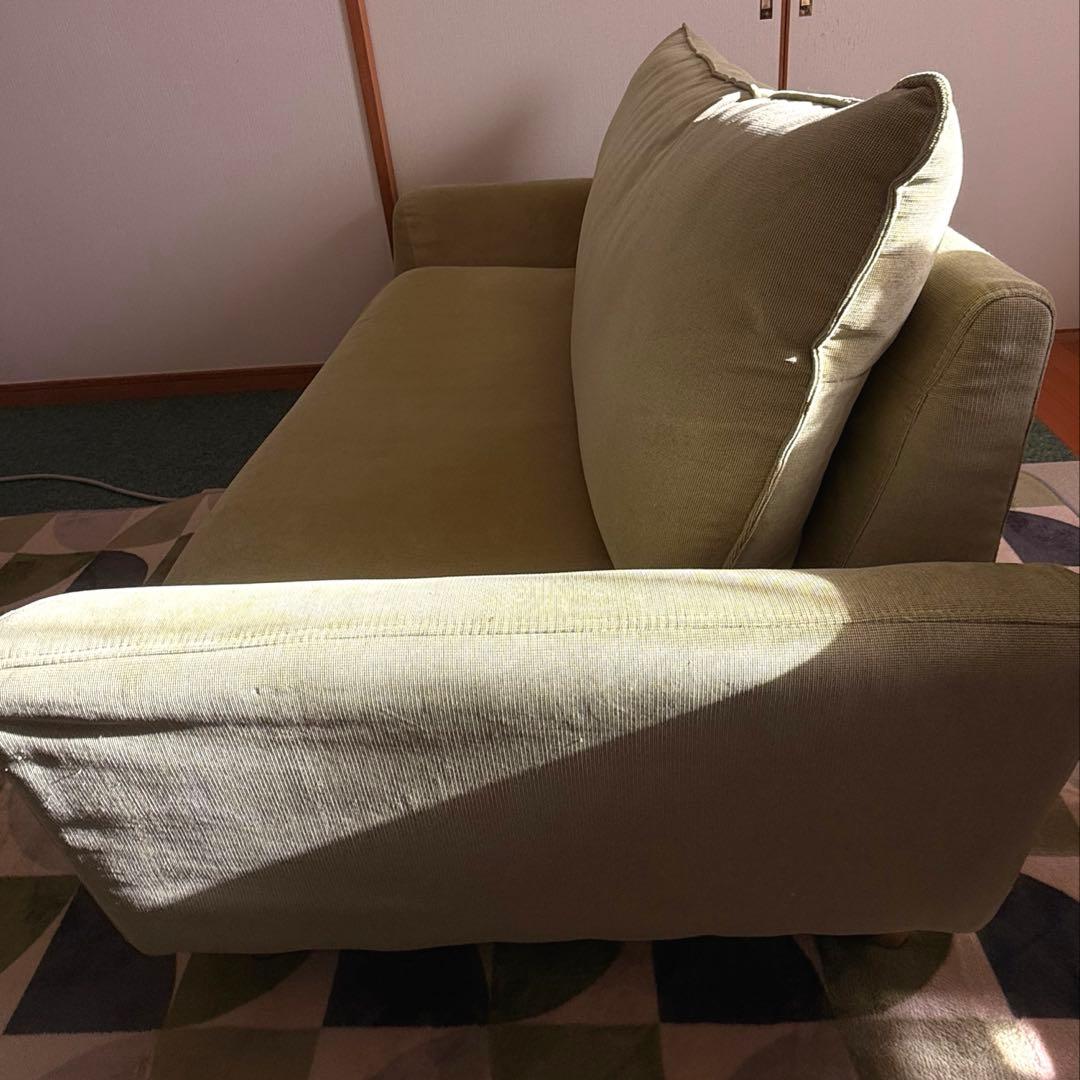 【中古品】ニトリ 2人掛けソファー グリーン