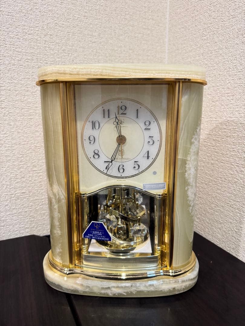 R088 ELIZABETH リズム電波時計 オニックス スワロフスキー