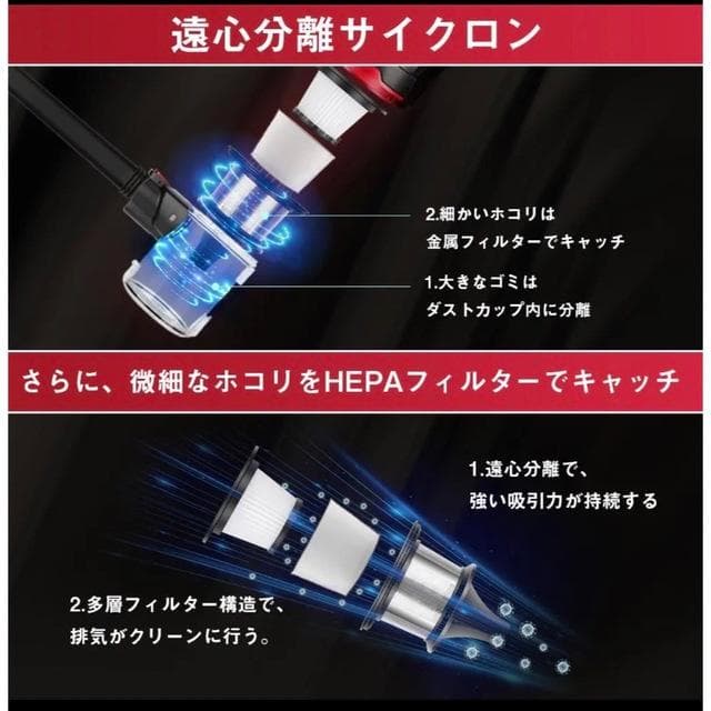 強力サイクロン掃除機 23000pa 充電式
