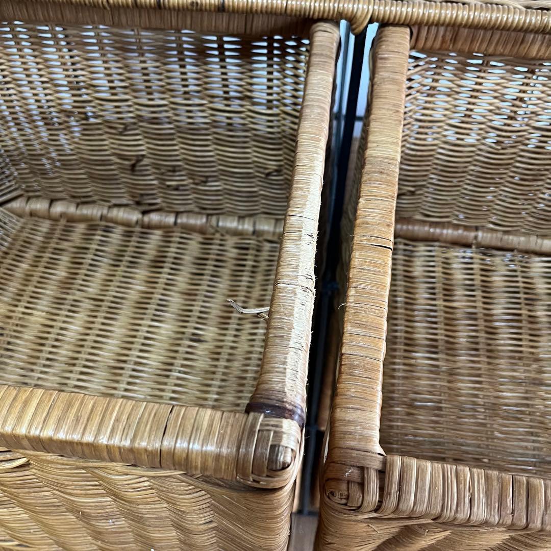 ラタン ランドリー チェスト 棚 アイアンフレーム