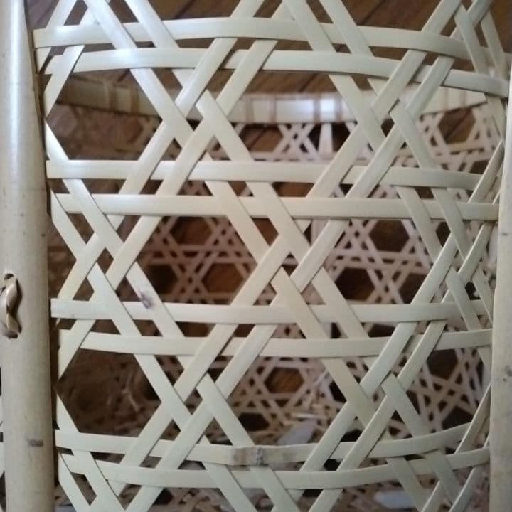 竹製 中型収納バスケット 編み込みデザイン
