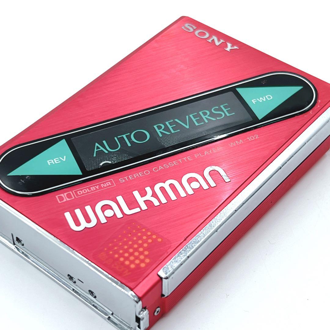 【美品・動作品】 SONY WM-102 カセットウォークマン 音出しOK 赤色