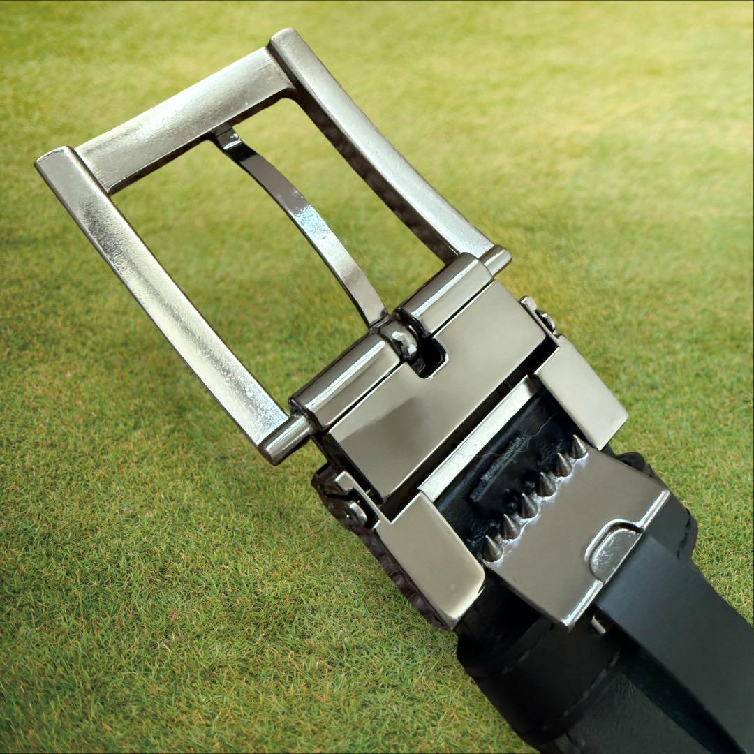 未使用級　マークアンドロナ　ベルト　黒　シルバー　総柄　ブラック　ゴルフ　極美品