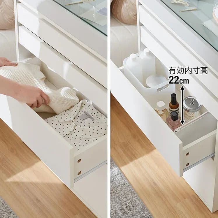 チェスト 収納 ガラス天板 化粧台 引き出し