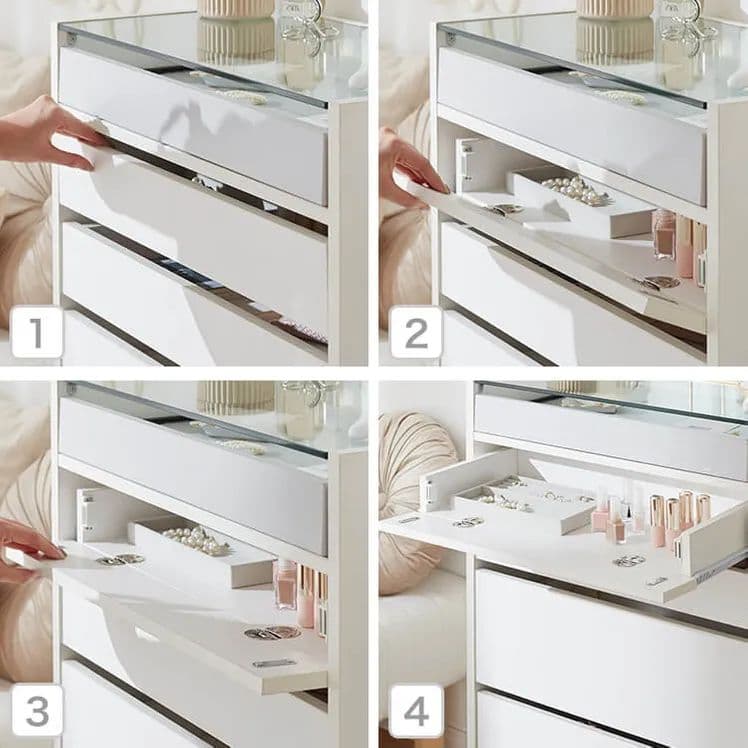 チェスト 収納 ガラス天板 化粧台 引き出し