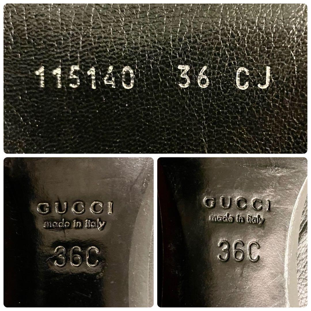 良品 GUCCI グッチ インターロッキング GG ロングブーツ 黒 レザー