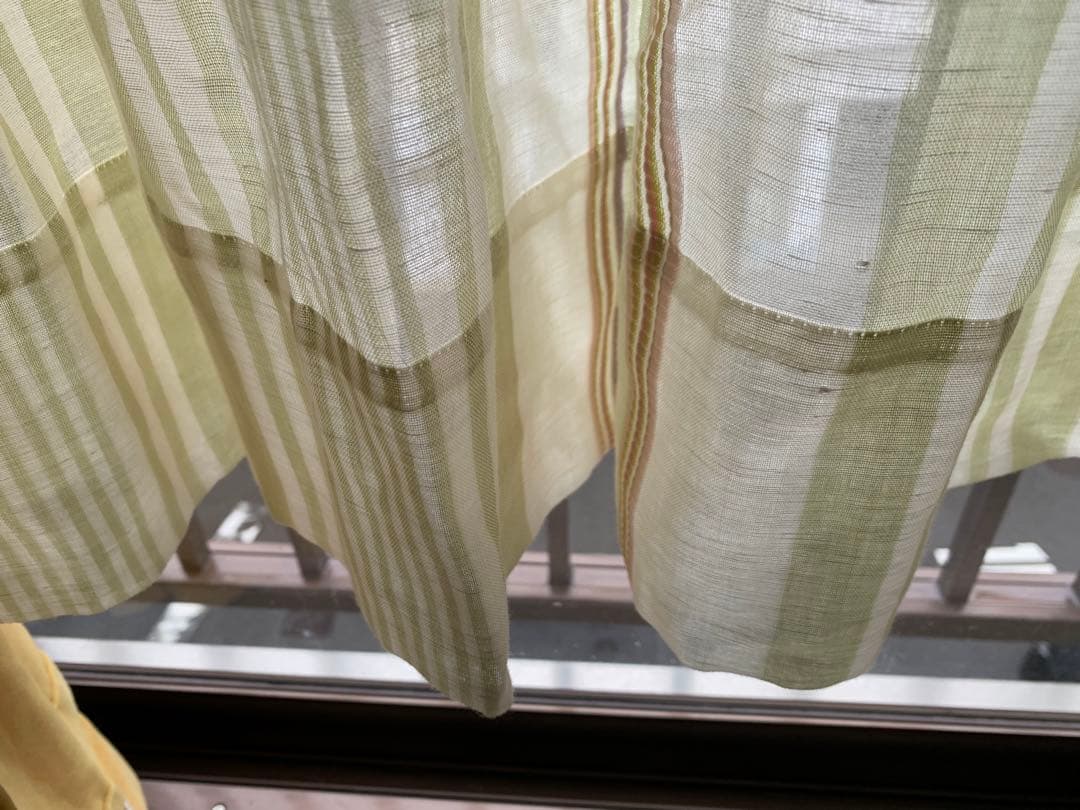 特価超美品フィスバカーテンfisba薄グリーン刺繍入1枚