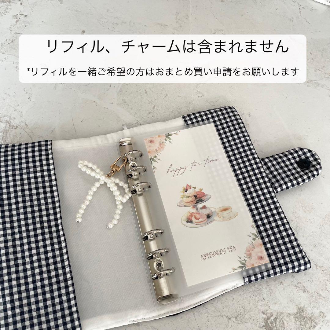 A6バインダーカバー&バインダーセット　ヌビ　チェックリボン　韓国　セービング
