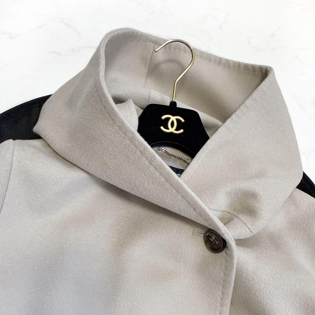 23区 ウールアンゴラビーバー フーデッド コート 38 ベージュ系