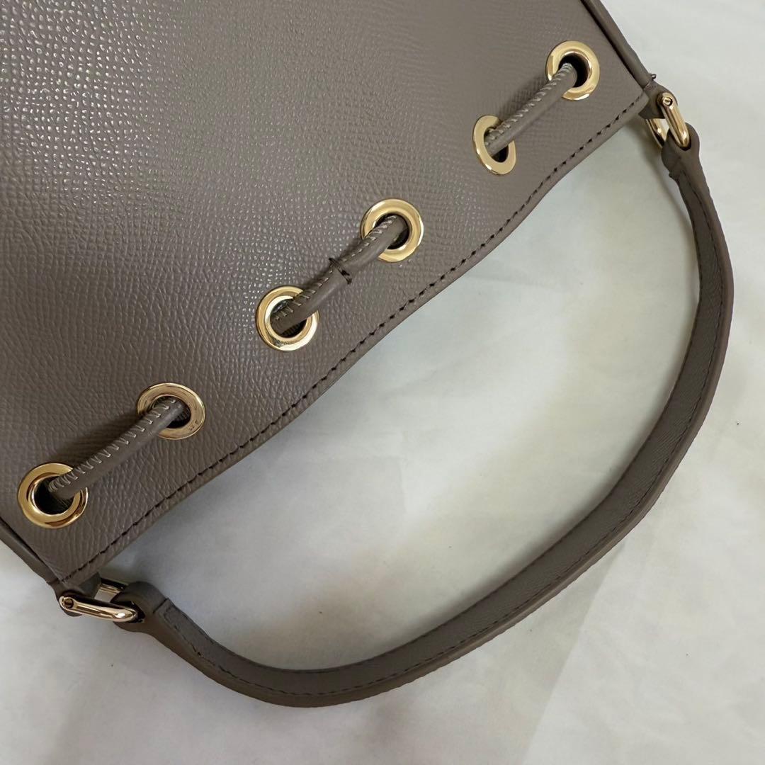 【新品同様/保存袋付】フルラ クリオ 巾着 2way ショルダーバッグ レザー