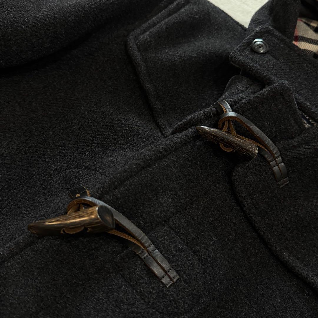 バーバリーズ　ダッフルコート　ロング丈　ノバチェック　ダークグレー　日本製　L