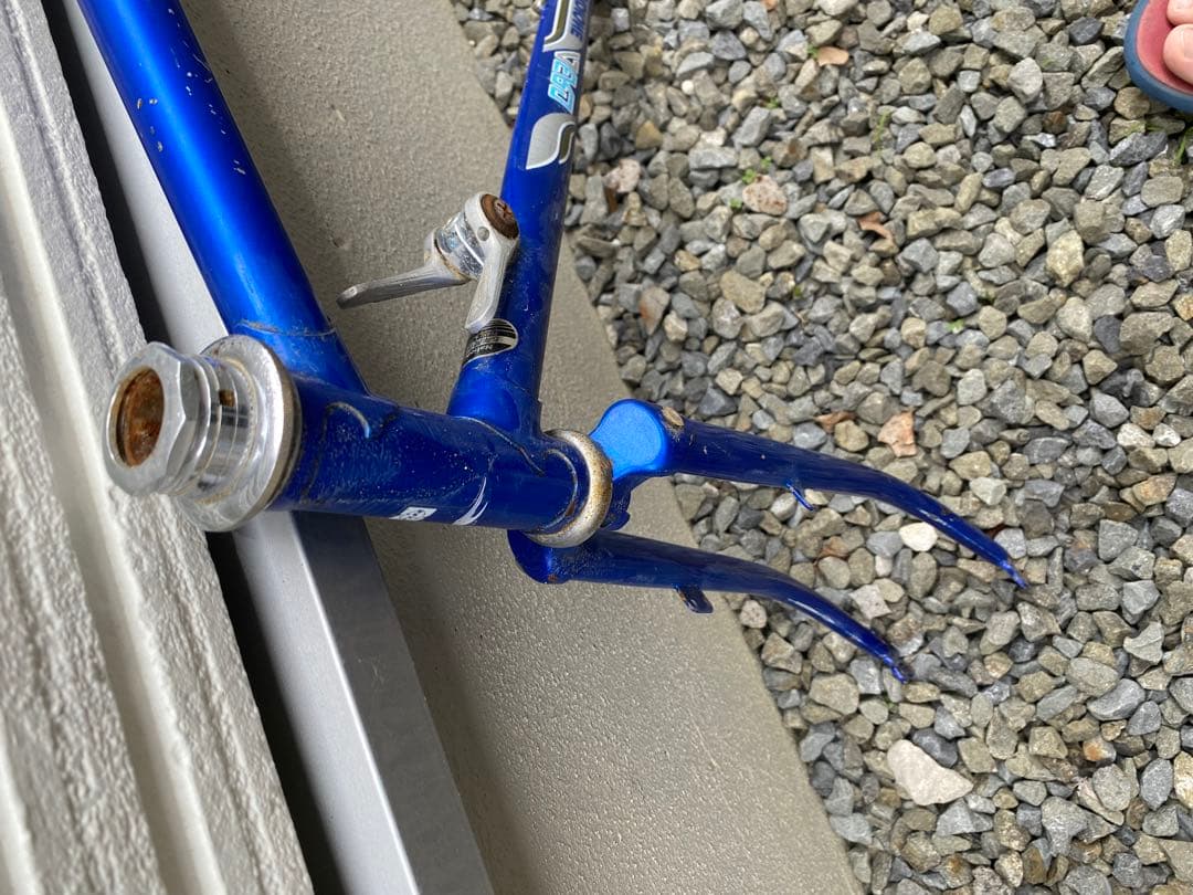 ロードバイク　フレーム　クロモリ　青　ブルー