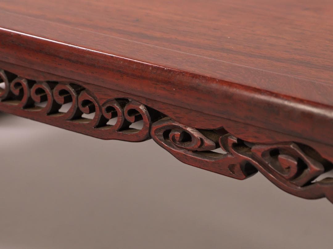 BK433　時代唐木　雲状八足　平卓　花台　香炉台　飾台　床飾　透彫り